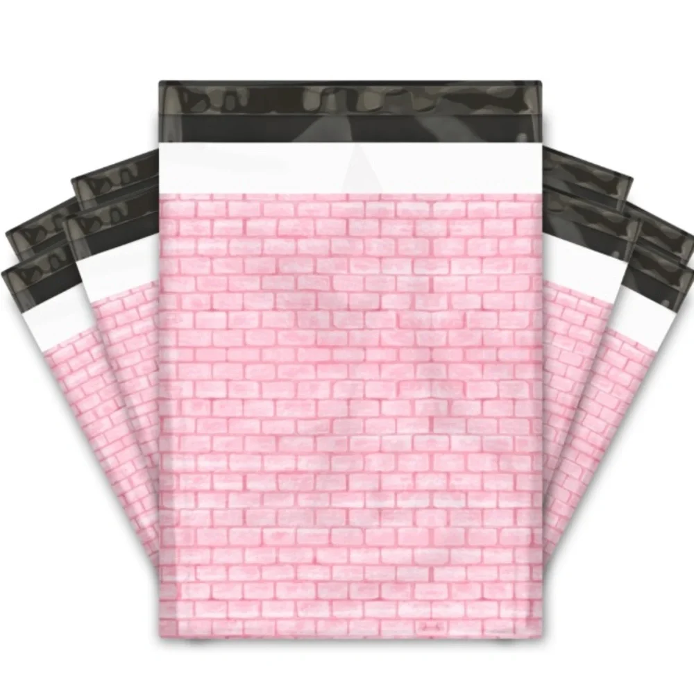 Set of 20 Pink Brick Thank You Poly Mailers 10x13 Boutique Packaging